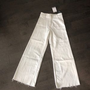 High Waist White Coulette Jeans